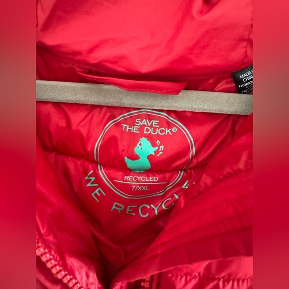 SAVE THE DUCK Red Keri Hooded Padded Jacket Synthetic Down Animal Free Size XXL - Picture 5 of 11